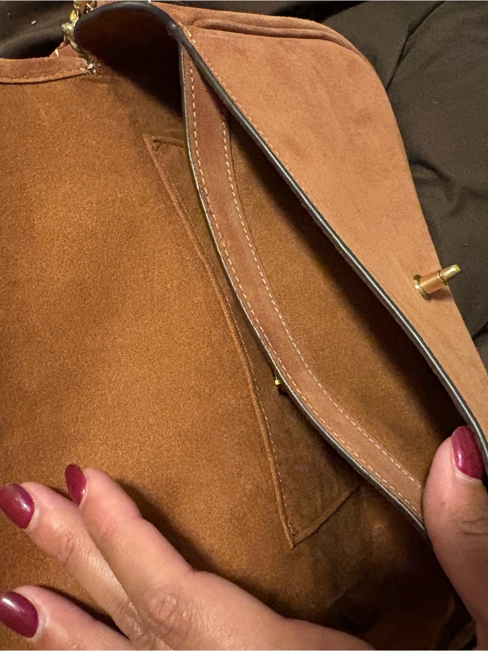 Coach Suede Turnlock Shoulder Bag in Clay - Picture 7 of 11